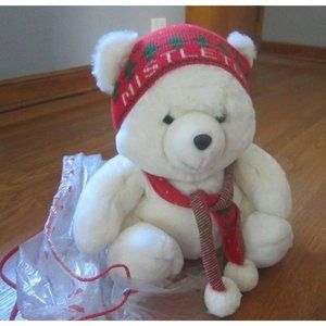 MARSHALL FIELD'S 16" Plush Mistletoe Bear w/ Scarf Hat Original Bag Christmas